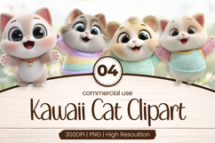 Happy Kawaii Cat Friends Clipart Sublimation PNG Product Image 1
