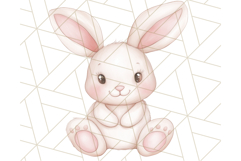 Pastel Pink Easter Bunny Egg and Flowers Clipart PNG Product Image 3