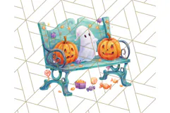 Pastel Halloween Town PNG Clipart, Spooky Shops & Homes Png Product Image 3