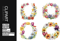 Floral Circle Wreath Clipart PNG Product Image 1