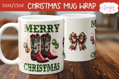 Merry Christmas mug wrap PNG, Western Christmas coffee mug Product Image 2