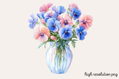 Sweet Pea Flower Watercolor Clipart PNG Product Image 1
