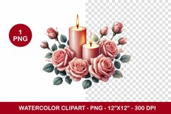 valentine png watercolor clipart - candle Product Image 1