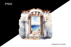 Greece summer clipart, Mediterranean Vacation Clipart Product Image 1