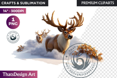 Reindeer Watercolor Winter Animal Clipart Wildlife PNG Product Image 1