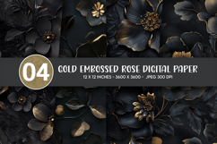 Gold Embossed Rose Digital Paper Product Image 1