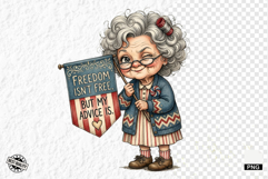 Whimsical Patriotic Grandma Clipart Product Image 1