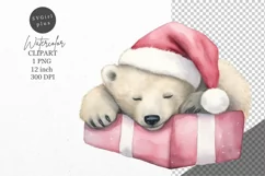 Christmas clipart, Polar bear clipart, Winter sublimation Product Image 1