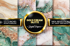 Gold Cream Glitter Digital Papers - 04 variations Product Image 1