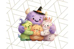 Halloween Costume Parade Clipart PNG with Monsters Clip Art Product Image 3