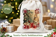 Vintage Christmas Hare Santa Sack, Christmas Gift Bag Design Product Image 1