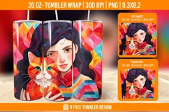 3D Cute Cat Tumbler Wrap Designs, Sublimation Wrap Product Image 1
