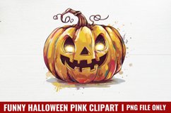 Funny Halloween Pink Clipart PNG Product Image 1