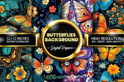 Butterflies Background Digital Papers - 04 Variations Product Image 1