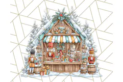Cozy Christmas Market Stall Clipart PNG, Holiday Art Png Product Image 3