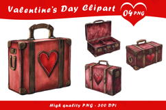 Valentine’s Day Vintage Suitcase Clipart PNG Product Image 1
