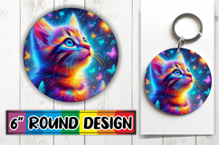 Cheerful Car Coaster Circle PNG, Cat Product Image 1