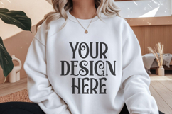 White Gildan 18000 Mockup, Gildan Sweatshirt Mockup Product Image 1