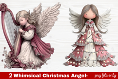 2 Whimsical Christmas Angel Clipart | Cute Holiday Angel PNG Product Image 1