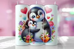 Valentine's Day Penguins Tumbler Wrap Sublimation Design Product Image 1