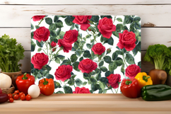 Watercolor Red Rose Flower Cutting Board | Cutting Board png Product Image 3