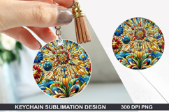 Flower Keychain Sublimation - Spring Keychain PNG Design Product Image 1