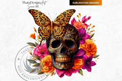 Floral Black Gold Sugar Skull Day of the Dead Cliparts Product Image 5