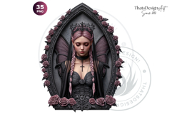 Pastel Goth Fairy Clipart, Black Pink PNG fantasy clipart V2 Product Image 10