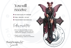 Pastel Goth Fairy Clipart, Black Pink PNG fantasy clipart V2 Product Image 2