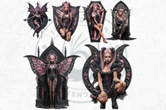 Pastel Goth Fairy Clipart, Black Pink PNG fantasy clipart V2 Product Image 5