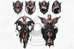 Pastel Goth Fairy Clipart, Black Pink PNG fantasy clipart V2 Product Image 6
