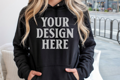 Black Gildan 18500 Hoodie Sweatshirt Mockup, 185 mock up Product Image 1