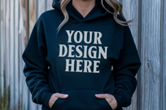 Black Gildan 18500 Hoodie Mockup, G18000 Hoodie Model mockup Product Image 1