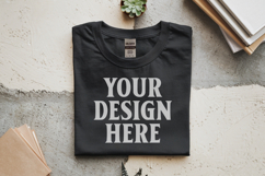 Black Gildan 5000 Flat Lay Tshirt Mockup, G5000 mockup Product Image 1