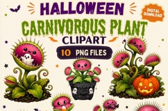 Halloween Carnivorous Plant Clipart | Cute Spooky Venus Flyt Product Image 1