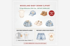 Woodland Baby Denim Clipart Bundle Product Image 3