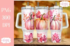 Fall pink pumpkins 40 oz tumbler PNG for sublimation Product Image 2