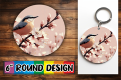 Whimsical Circle Keychain Sublimation, Birds Product Image 1