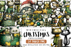 Whimsical Christmas Cats Clipart Bundle Product Image 1