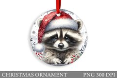 Cute Raccoon Christmas Ornament. Cute Raccoon Sublimation Product Image 1