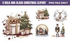 Gold and Black Christmas Clipart PNG Product Image 1