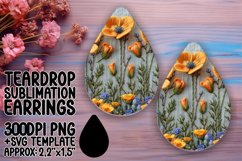 Embroidered Flower Power Teardrop Earrings - Sublimation Sty Product Image 1