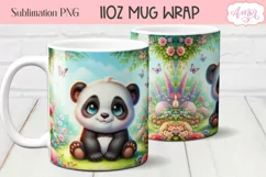 Cute baby panda bear mug wrap PNG for sublimation Product Image 3