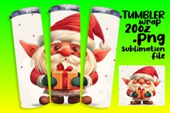 Festive 20oz Tumbler Wrap Watercolor Gnome Sublimation Product Image 1