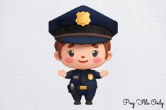 Watercolor Cute Police Clipart PNG Product Image 1