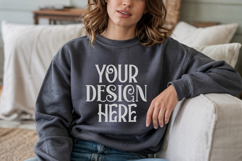 Dark Heather Gildan 18000 Sweatshirt Model Mockups, Product Image 1
