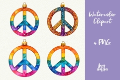 Retro Hippy Peace Sign Christmas Ornament Clipart Disco Product Image 1
