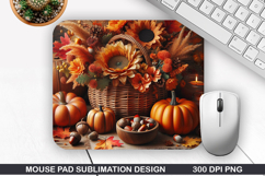 Flowers Mouse Pad Sublimation, Autumn Mouse Pad PNG Design Product Image 1