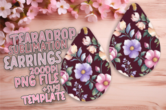 Whimsical Teardrop Earrings Artwork PNG , Flower Pattern Product Image 1
