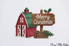 Cute Watercolor Christmas Farm Clipart PNG Product Image 1